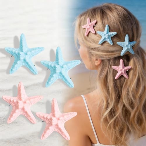 Barrettes étoile de mer colorées lot de 5 pinces cheveux pour fête et voyage - 3