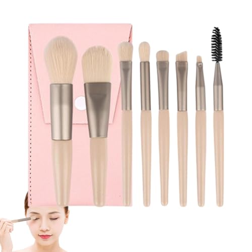 Juego de brochas de maquillaje de viaje, kit cosmético pequeño y portátil, 8 piezas, cerdas sintéticas profesionales | Mezclador de sombra de ojos , herramienta de sombra de ojos, sombra básica