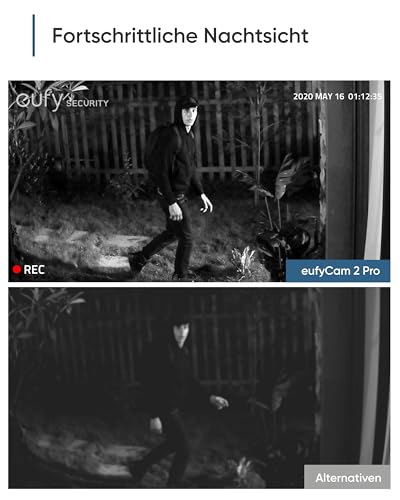 eufy Security eufyCam 2C Pro, Überwachungskamera aussen, 2K Auflösung, 180 Tage Akku, Kompatibel...