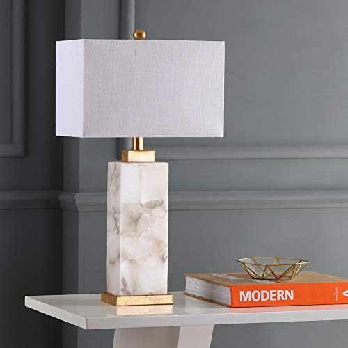 Jonathan Y Jyl6201A Elizabeth 27.5" Alabaster Led Table Lamp Coastal Contemporary Bedside Desk Nightstand Lamp For Bedroom Living Room Office College Bookcase Led Bulb Included, White/Gold Leaf #TOP2