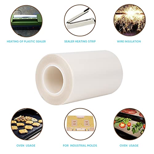 Image of PTFE Coated Fiberglass Telfon Tape,high Temperature Tape;Drying Mechanical Conveyor Belt; Welding Sealing Tape; -196℃ - +300℃ (White, 100mm x 12yards x 0.18mm)