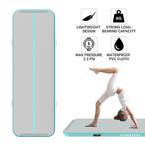 Championplus 10Ft 13Ft 16Ft 20Ft Tumble Track Tumbling Mat Inflatable Gymnastics Air Mat 4/8 Inches Thickness For Home Training Cheerleading Yoga With Electric Air Pump Mint Green 10'X3.3'X4'' #TOP3