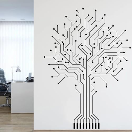 Autoadhesiva placa de circuito de árbol de vidrio para calcomanías de pared vinilo calcomanía informática decoración informática calcomanía de oficina