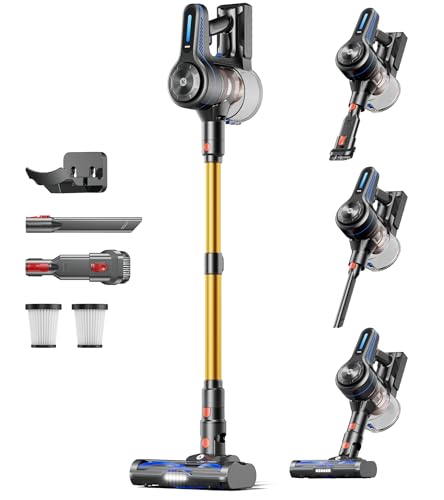 Image of NADALY Cordless Vacuum Cleaner, 500W 40KPa Self-Standing Stick Vacuum with 45-Min Runtime, Anti-Tangle V-Shaped Brush, 1.5L Large Dust Cup, Lightweight for Hardwood Floor Carpet Pet Hair