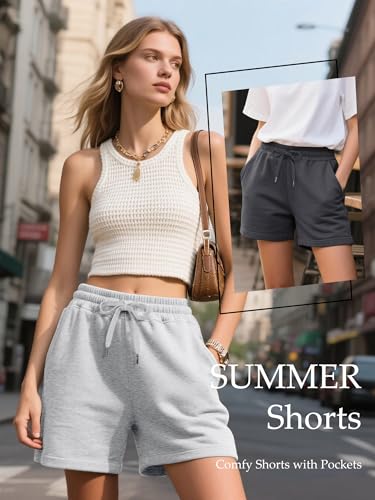 4 Pack Women's Sweat Shorts Casual Summer High Waisted Drawstring Athletic Comfy Shorts with Pockets Lightweight2