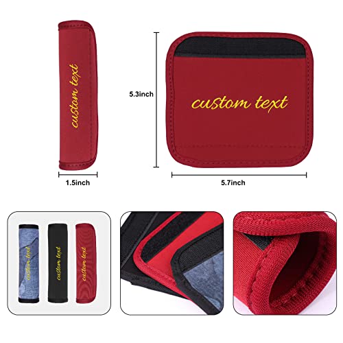 Luggage Handle Wrap, Personalized Embroidery Custom Text, Handle Covers For Travel Bag Luggage Suitcase (Red) #TOP3