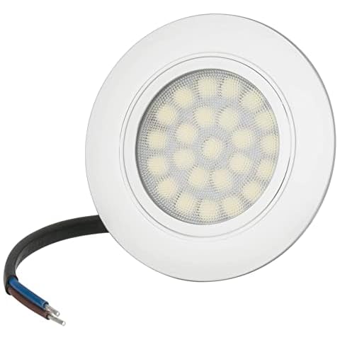 LED Einbauleuchte TREVI 4Watt 230Volt IP44 Möbelleuchte Möbeleinbauleuchte Ultra Flach 20mm Rostfrei Kunststoff Einbaustrahler 300Lumen (Tageslichtweiß 6500K) Cover