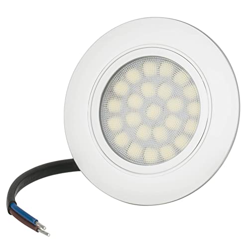 LED Einbauleuchte TREVI 4Watt 230Volt IP44 Möbelleuchte Möbeleinbauleuchte Ultra Flach 20mm EEK A++ Rostfrei Kunststoff Einbaustrahler 300Lumen (Tageslichtweiß 6500K) Cover