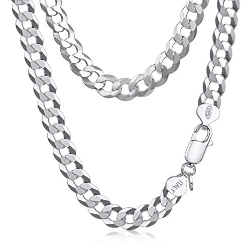 Amberta Collier Chaîne Cubaine pour Homme en Argent Sterling 925 Massif, Maillon Gourmette Italien Épaisse Miami Cadeau: Chaîne Argent Homme 7.9 mm 65 cm