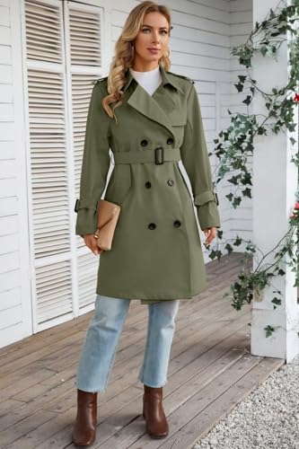 Joe Wenko Women's Waterproof Trench Coat Double Breasted Lapel Rain Coats for Women With Belt4