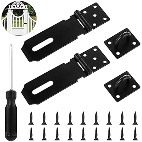 2 Set Padlock Hasp Stainless Steel Door hasp Clasp Latch Safety Lock hasp and Staple Security hasp Lock with 18Pcs Screw 1 Screwdriver gate Latch for Door Window(5 inch Long) Cover