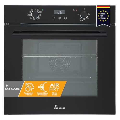 KKT KOLBE AirFryer horno empotrable de 60 cm negro con freidora de aire | diseño Full Black | independiente | 73 L | convección | función pizza | aire caliente | mandos giratorios | BO7005FB