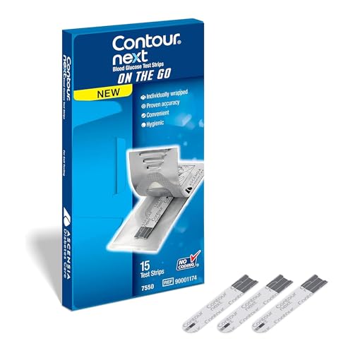 Contour Next Blood Glucose Test Strips for Diabetes – 15 Ct (1 Pack) – Accurate, No Coding, Second-Chance Sampling, Easy Blood Sugar Testing Strips On the Go, Works with All Contour Next Meters