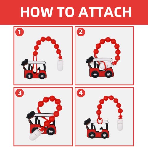 Image of Baby Golf Cart Silicone Teether Toy with Pacifier Clip,BPA Free,0 Month+