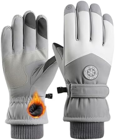 （05:00時点） [YUMISS] スキーグローブ 防寒手袋 レディース【三層防風防寒素材・超蓄熱保温裏起毛で零下20℃も暖かい】あったか 通気性 透湿性 滑り止め タッチパネル対応 スノーボード バイク 登山 お釣り(タイプB-グレー, Free Size)
