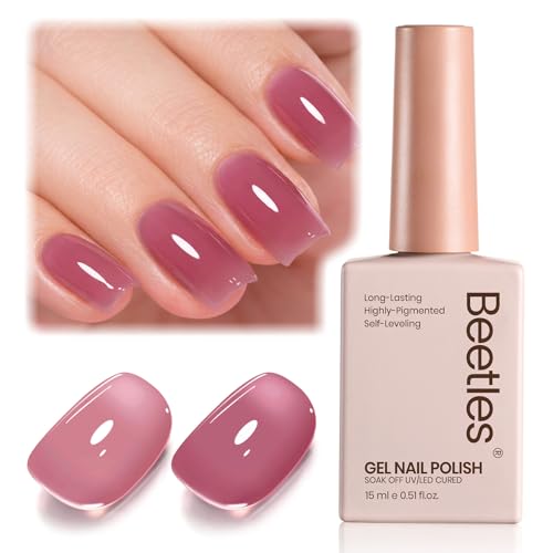 Image of Beetles Purple Gel Nail Polish - Grape Ice Tea 15ML Summer Jelly Gel Nail Polish Sheer Translucent Effect Soak Off UV Nail Art Salon Home DIY Manicure Gift for Women
