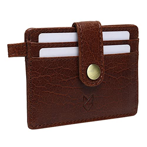 FOXHACKLE Slim Leather Card Holder for Men and Women with Key Ring | RFID Blocking Full Grain Leather Card Case Wallet | Minimalist Front Pocket Business Leather Card Holder.