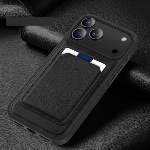 Étui portefeuille en cuir pour iPhone 16 Pro noir avec porte-cartes