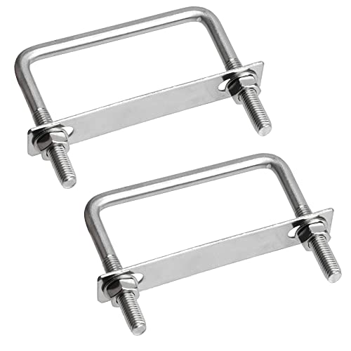 PENCK Square U-Bolts 3-1/4" (82mm) Inner Wide 304 Stainless Steel Thread M8 with Nuts Frame Straps Mounting Plate, Round Washers for Car/RV/Trailer Bumper, 2Pcs