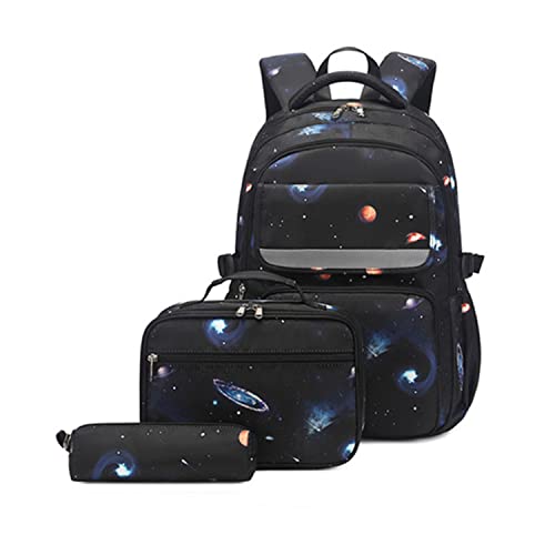 kit de mochila escolar infantil menino, mochila masculina grande impermeável lancheira termica masculina estojo pequeno conjunto de três peças (Azul 2)