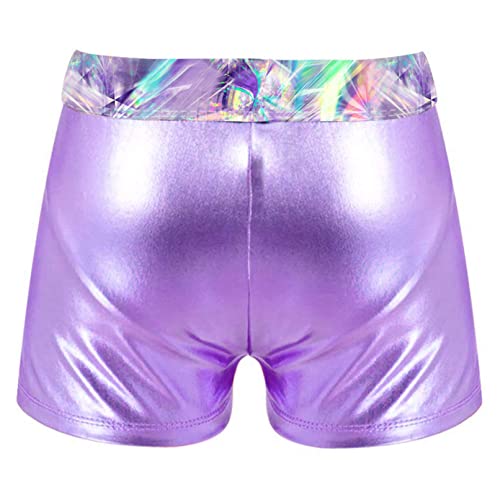 Linjinx Girls Sparkle Metallic Dance Shorts Kids Shiny Hot Pants Athletic Shorts Leotards Gymnastic Tumbling Bottoms2