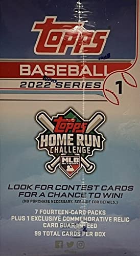 2022 Topps Series 1 Factory Sealed Blaster Box Of Packs With 99 Cards Including One Exclusive Commemorative Relic Card And Possible Rookies Autographs And Jersey Cards #TOP2