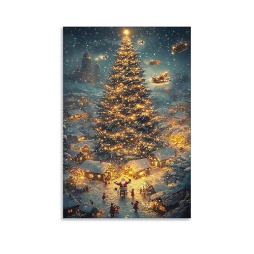 Broderie Diamant Village de sapins de Noël 5D avec strass haute définition