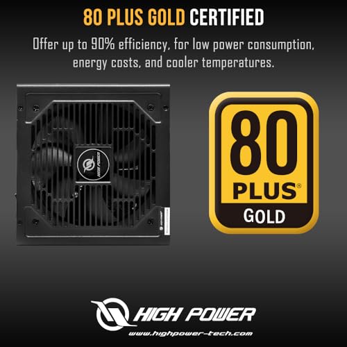 Image of HIGH POWER 850W Power Supply 80 Plus Gold Certified ATX 3.0 & PCIe 5.0 Compliant. High-Performance, Efficiency, Reliability, 120mm Silent Fan, Active PFC, and All Protections