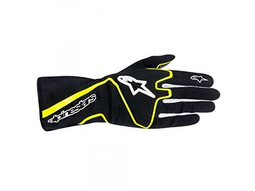 Alpinestars TECH 1-K Race Gloves - Black/Yellow Fluorescent - Size M