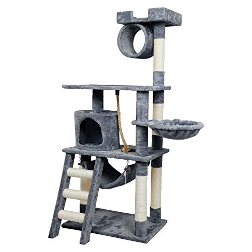 LEMAIJIAJU Árboles para Gatos Postes rascadores Sisal Felpa Juguete de Gato Arena para Gatos Plataformas Multiples (Gris)