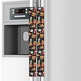 Emelivor Burgers Chips Black Refrigerator Door Handle Cover Set of 2 - Kitchen Appliance Washable Handles Keep Off Fingerprints Food Stains for Ovens Dishwashers