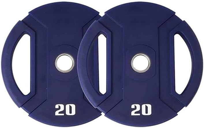 Set of 2 Color Weight Plates, 20kg/44lbs Barbell Plates with Hand Grip for Home Gym Weightlifting and Bodybuilding Training