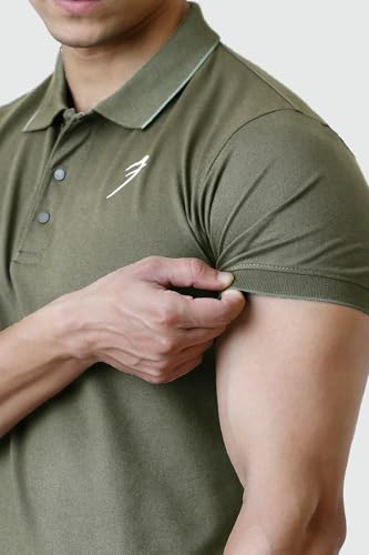 Image of FUAARK Men Slim Fit Pique Aura Polo Tshirt with Short Sleeves & Reflective Chest Logo -