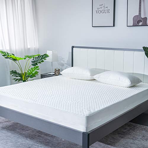 Queen Waterproof Bamboo Mattress Protector Zippered-360 Top Removable Mattress Encasement-Cooling Bed Bug Mattress Cover 10-13\'\' Deep-Hypoallergenic
