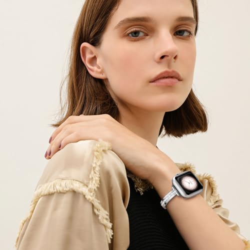 Image of Missair Bands Compatible with Apple Watch Band 38mm 40mm 41mm 42mm 44mm 45mm 46mm 49mm for Women, Slim Metal Dressy Jewelry Bracelet with Bling Diamond for iWatch Series 11 10 9 8 7 6 5 4 3 SE Ultra
