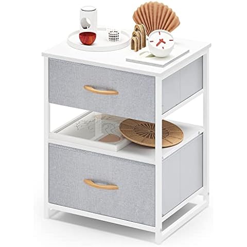 JRAO Mesita de Noche con 2 Cajones y Estantes Cover