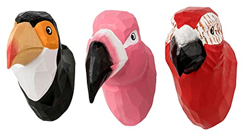 your castle Wandhaken Tropen-Vögel Tierköpfe - Garderobenhaken aus Holz...