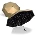 SUNXK Fashion Black Stars Frauen Regenschirm dreifach faltbar windabweisend Anti-UV Sonnenschirm Sonnenschirm Sunny And Rainy Dual-Use Männer Sonnenschirm, goldfarben, Medium