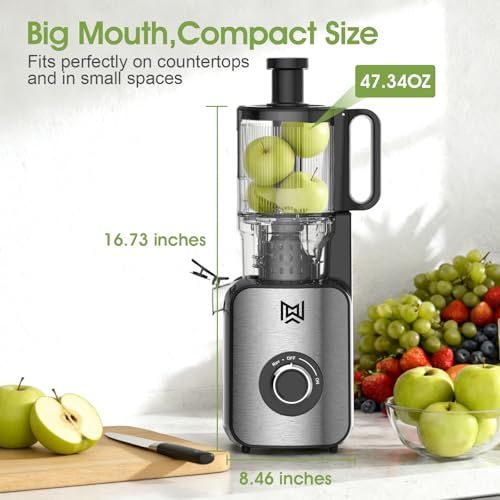 Image of Stainless Steel Cold Press Juicer, 5.0 Inch Wide Feed Chute