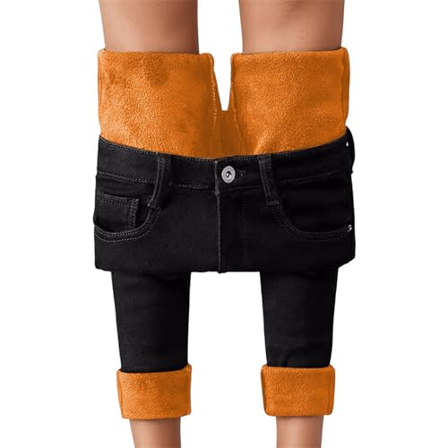 Jean taille haute doublé polaire slim pour femme