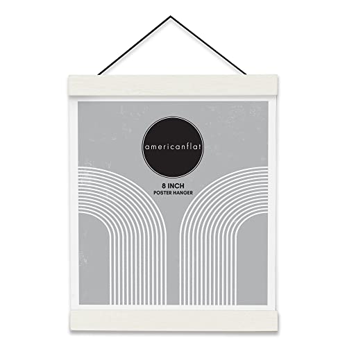 Americanflat 8 Inch White Magnetic Poster Clip Frame, Wood Hanger Frame for Posters, Prints, Photos, Pictures, Maps, Scrolls, Art Prints and Canvas Artwork