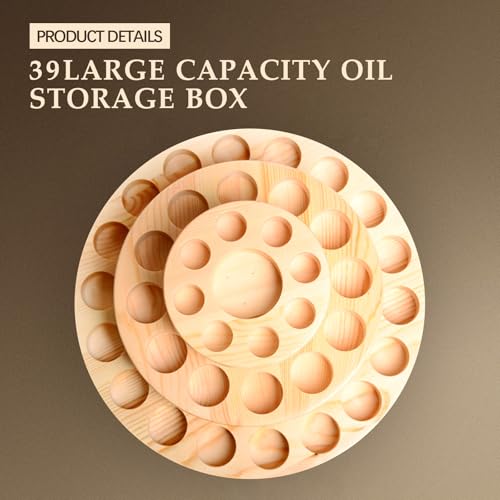 VolksRose Essential Oil Box, Wooden Storage Holds Organizer 39 Slots 3 Layers Essential Oil Container, Aromatherapy Natural Wood Round Rotating Display Rack by VolksRose - Image 9