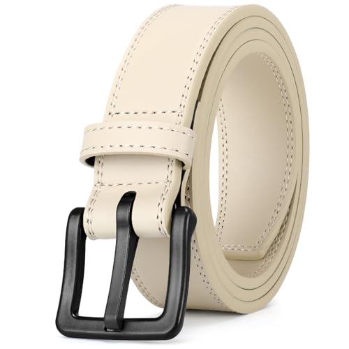 XZQTIVE Men’s Metal Free Belt Hypoallergenic Leather Belts For Jeans Dress Nickle Free TSA Belt With Black Buckle