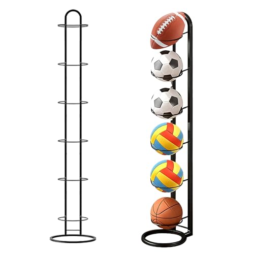 XPJBKC Support Ballon Foot, 6 Niveaux Verticale Rangement Ballon, Support Ballon Basket en Métal,...