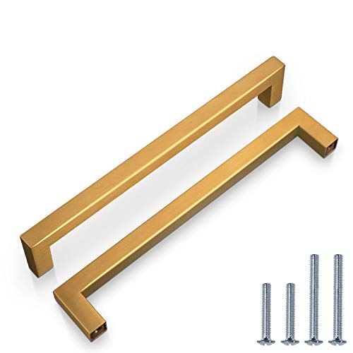 Probrico - 10X pomos cuadrados de latón cepillado para puerta de armario de cocina de acero inoxidable 6 tamaños (50mm 76mm 96mm 128mm 160mm 192mm)