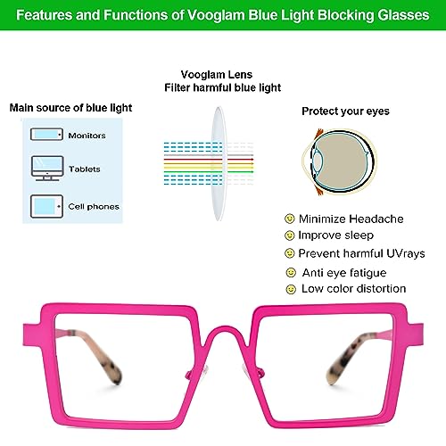 Image of VOOGLAM Stylish Rectangle Blue Light Blocking Glasses for Women Anti UV Eyestrain Eyewear Cairbre