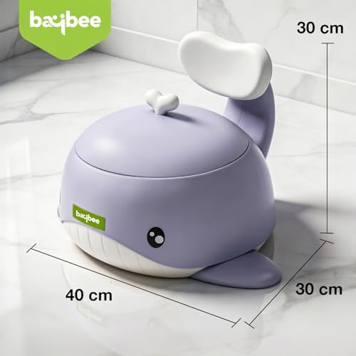 Image of Baybee Dolphin Potty Seat for Kids 2-5 Years | Baby Toilet Seat with Back Support & Anti Slip Base | Portable Potty Training Seat with Grip Handle | Baby Toilet Chair for Kids Boys Girls (Purple)