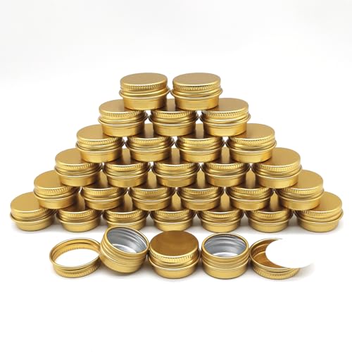 Wopanxye Paquete de 30 latas de bálsamo labial de 5 ml, mini recipientes de muestra de maquillaje de aluminio de 5 g con tapa de rosca, latas de metal vacías, tarros de viaje para cosméticos, crema,