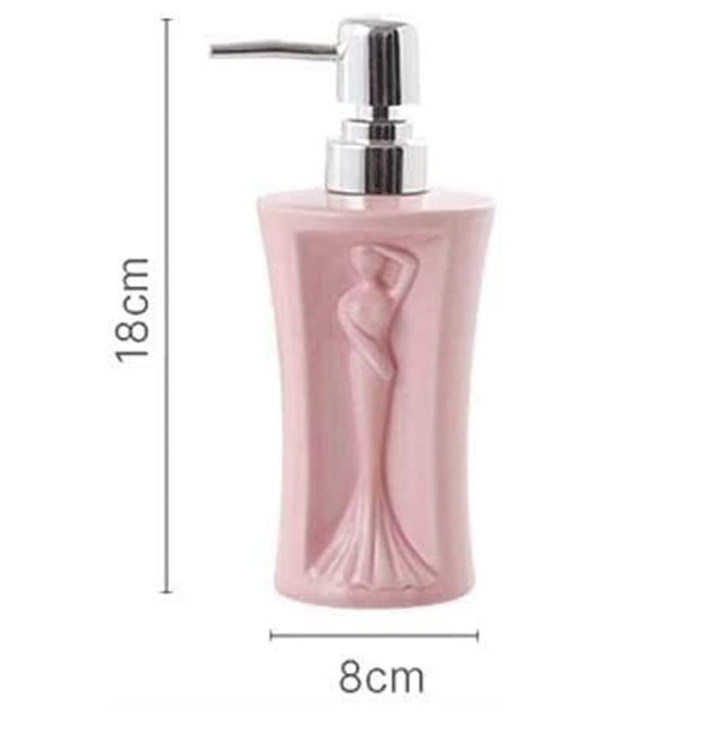 Dozownik do balsamu, dozownik do mydła w płynie, ceramiczny, z pompką, do montażu na blacie, do łazienki, z prysznicem (niebieski: beżowy, rozmiar 280 ml)
