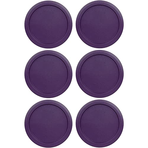 Replacement Lids fits Pyrex 6 & 7-Cup Glass Food Storage Container Bowls, 7.5-Inch Plastic Round Lids Covers for Pyrex 7402-PC, Airtight & Leakproof (6-Pack, Purple)